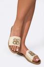 Beige iKrush Beige Abby Sparkle Buckle Gold Studded Flat Sandals, Image 6 of 8
