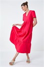 Fuchsia Plain Cotton Tiered Maxi Dress, Image 1 of 5