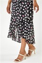 Black Petite Spot Print Frill Trim Asymmetric Dress, Image 5 of 5