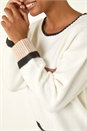 Ivory  Colour Block Stripe Knit Jumper , Image 5 of 5