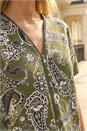 KHAKI Paisley Print Zip Front Top, Image 4 of 4