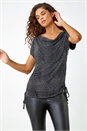 Silver Glitter Print Cowl Neck Stretch Top, Image 1 of 5