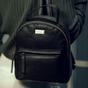 Black 'BETTY' Zip Top Mini Pebble Grain Leather Backpack, Image 2 of 3