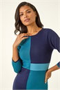 Blue Colour Block Knitted Dress, Image 4 of 5