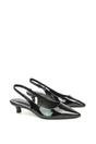 Black XY LONDON Black 'Jenny' Pointed Toe Low Kitten Heel Slingback Pumps, Image 4 of 5