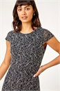 Black Glitter Stretch Lace Midi Dress, Image 4 of 5