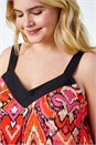 Orange Curve Contrast Print Stretch Midi Dress, Image 5 of 5