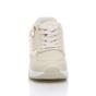 Beige Mid Wedge Heel Lace Up Gold Zip Trainers, Image 5 of 5