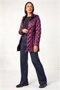 Magenta Wave Quilted Puffer Hooded Coat, Image 2 of 7