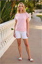 Pink Cut Out Hem Stretch Top, Image 2 of 4