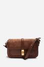 Brown Coral Suede Structured Shoulder Bag with Gold Lock, Image 3 of 8
