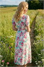 Ivory  Floral Lace Trim Midi Dress , Image 3 of 4