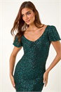 Emerald Puff Sleeve Tiered Hem Maxi Dress, Image 5 of 7
