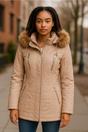 Beige Quilted Leather Parka Jacket-Bowen, Image 1 of 6