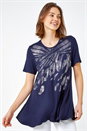 Navy  Metallic Animal Print T-Shirt, Image 2 of 5