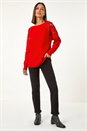 Red Sparkly Sleeve Knit Jumper, Image 2 of 5