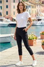 Black Petite Cropped Stretch Trouser, Image 1 of 3