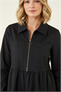 Black Front Zip Midi Dress, Image 5 of 5