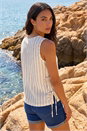 Ivory  Side Tie Detail Stretch Top, Image 3 of 4