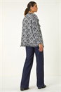 Black Geometric Fringe Collared Cardigan, Image 3 of 5