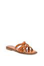 Brown XY LONDON Brown 'Fiona' Strappy Flat Open Toe Sandal Mule Sliders, Image 2 of 5