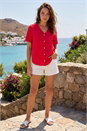 Red Petite Button Through Blouse, Image 2 of 4