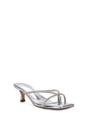 Silver XY LONDON Silver 'Megan' Toe Post Heeled Mules With Crystal Details, Image 2 of 6