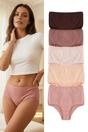 Multi 5 Pack Plain High Waist Seamfree Briefs Set, Image 1 of 3