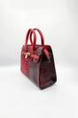 Burgundy Crocodile-Print Handbag, Image 4 of 5
