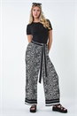 Black Floral Border Print Wide Leg Trouser, Image 2 of 5
