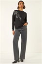 Black Floral Print Sweatshirt , Image 2 of 5