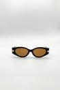 Black SVNX Black Oval Metal Detail Sunglasses, Image 2 of 5