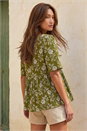 Olive Floral Print Tassel Tunic Top, Image 3 of 4