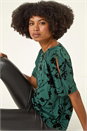 Green Floral Jersey Stretch Top, Image 2 of 5