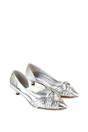 Silver XY LONDON Silver 'Freya' Pointed Toe Kitten Low Heel Classic Bridal Shoe Pumps, Image 5 of 6