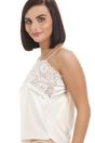 Ivory Camille Lingerie Ivory Satin Feel Lace Trim Camisole, Image 3 of 6