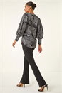 Black Linear Abstract Print Top, Image 3 of 5