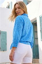 Blue Broderie Tie Hem Shirt, Image 3 of 4