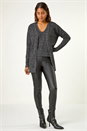 Black Sequin Embellished Knit Cardigan, Image 2 of 5