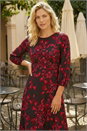 Red Floral A-Line Midi Dress, Image 2 of 4