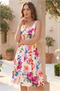 Pink Petite Floral Drop Waist Dress, Image 1 of 4