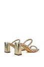 Gold XY LONDON Gold 'Holden' Diamante Strap Square Toe Mid Block Heel Sandal Mules, Image 5 of 5
