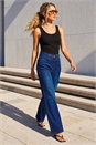 Indigo Dusk Denim Stretch Wide Leg Jeans, Image 2 of 4