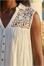 Ivory  Lace Yoke Tiered Panel Blouse, Image 4 of 4