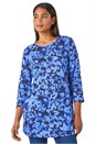 Blue Abstract Print Stretch Swing Tunic , Image 1 of 5