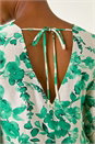 Green Floral Print Smock Dress, Image 5 of 5