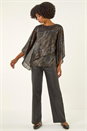 Black Wavy Spot Foil Overlay Top, Image 2 of 5