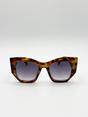 Brown Square Cat-Eye Sunglasses in Tortoiseshell, Image 1 of 4