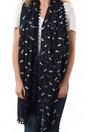 Navy Blue Pom Pom Pineapple Foil Scarf, Image 2 of 4