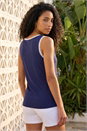 Navy  Lace Trim Ribbed Vest, Image 3 of 4